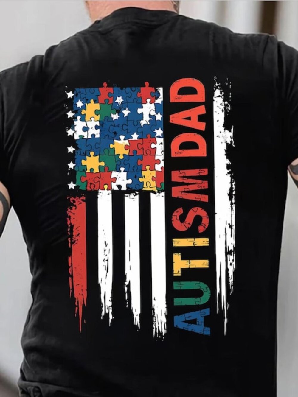 Autism Dad American Flag Shirt, Autism Awareness Gift, Autism Warrior Shirt